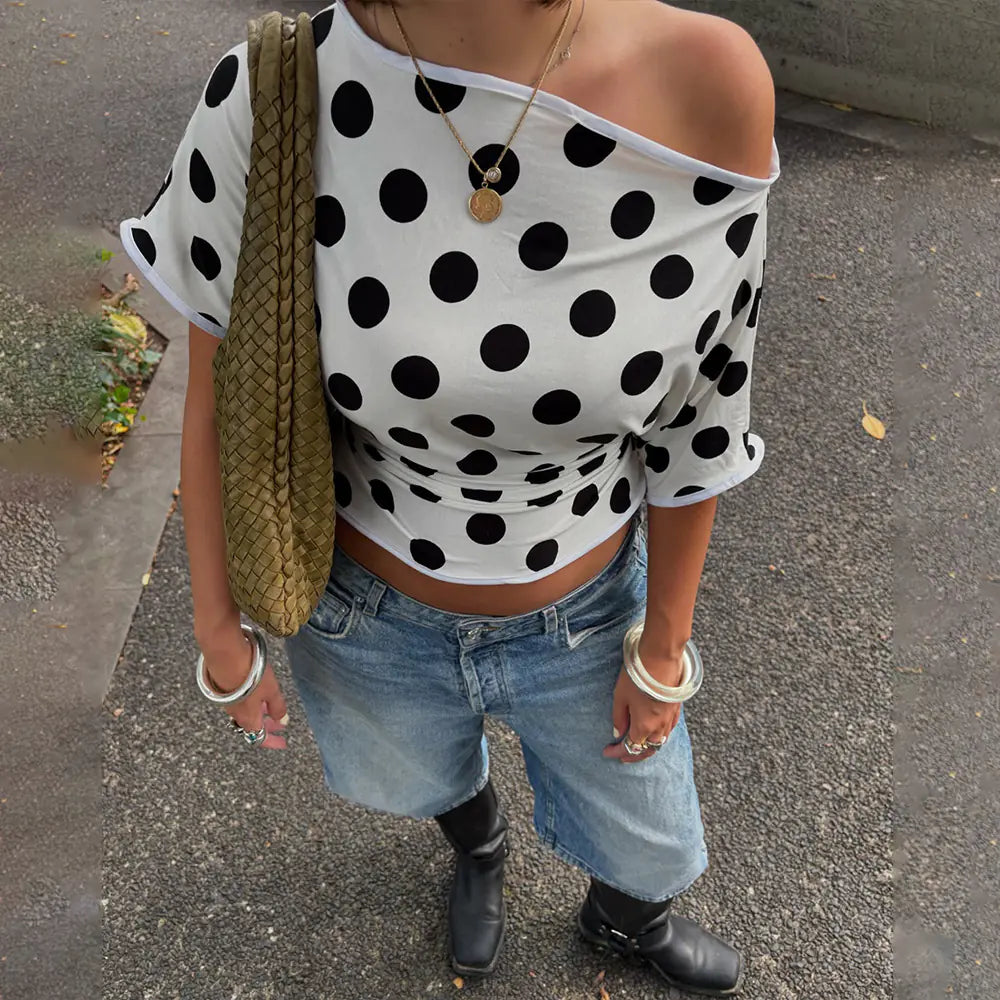 Women's Polka Dot Off-Shoulder Top